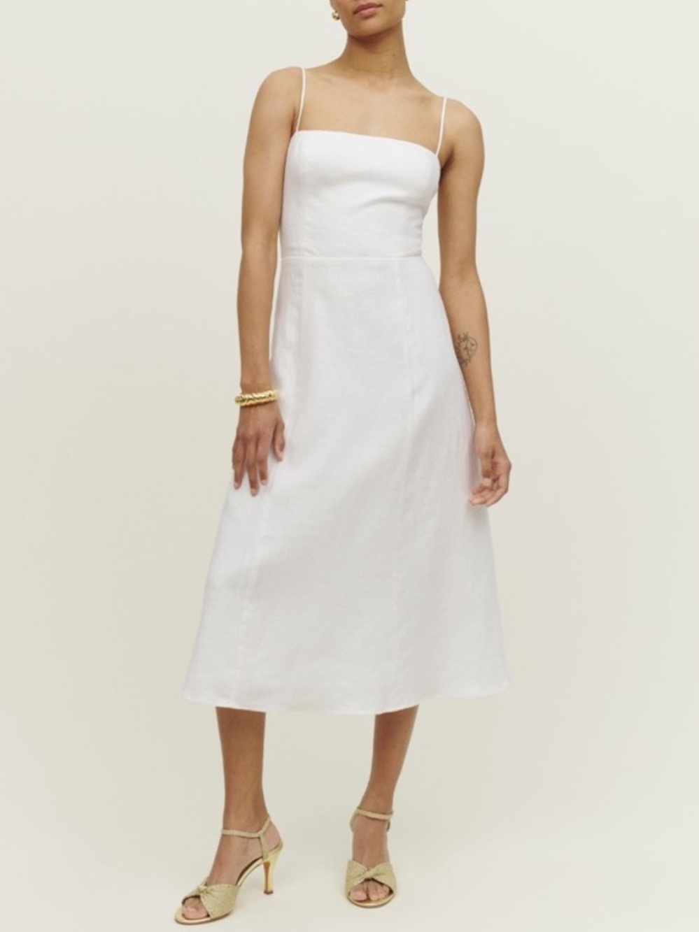 NWOT Reformation Christen White Linen Midi Dress